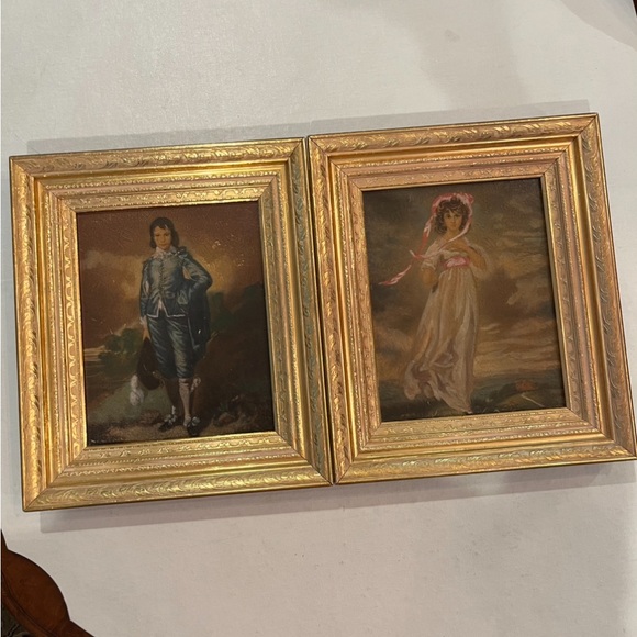 Vintage Other - Sold Vintage Blue boy and Pinkie Girl prints on board. Gilt gold frames.